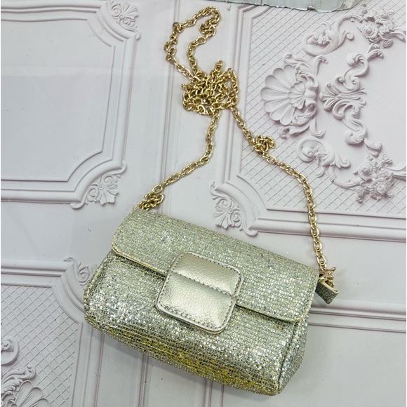 New Without Tages Sparkly Gold Mesh Purse Handbag Crossbody Chain Strap. - Picture 8 of 10